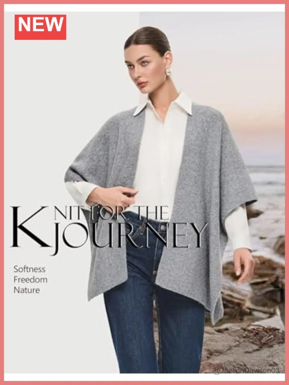 Ribbed Knit Open Front Shawl Wrap Poncho Cape with Cuffed Sleeves